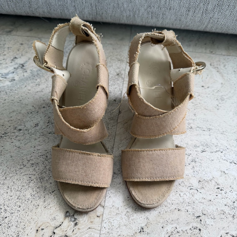 Chanel Canvas Wedge Sandals - Picture 4 of 4